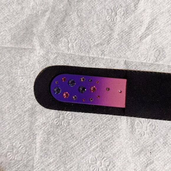 🆕7.5" Pink/Purple Czech Crystal Nail File W/BEAUTIFUL PINK & PURPLE SWAROVSKI C - Picture 3 of 6
